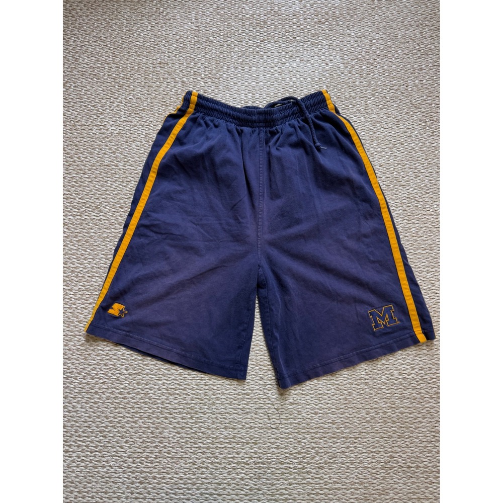 Starter Michigan Wolverines Shorts Mens Navy Blue Yellow Vintage Athletic M L